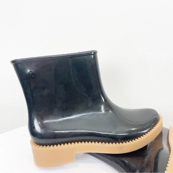 Melissa Black Rain Drop Boot PVC Jagged Edge Rain Boot Size 41/42 - Picture 4 of 7